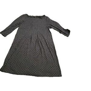 J Jill Wearever Collection Black Geometric  Scoop Neck Dress  M MED Petite Euc